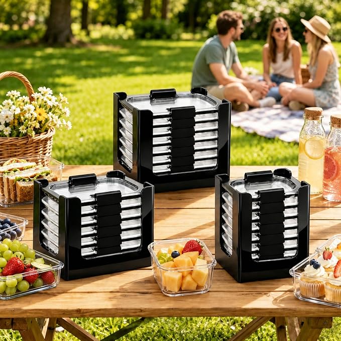 3PCS Food Container Lid Organizer Fit for Rubbermaid Brilliance Nap-on Lids | Black Acrylic Stackable Lid Holder Rack, Holds 24 Lids, Fits 0.5, 1.3, 3.2 & 4.7 Cup Lids, Stackable Kitchen Storage - Image 8