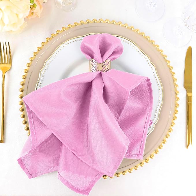 Efavormart Premium Cloth Napkins Set of 25, 20x20 Inch Pink Seamless Dinner Napkins, Washable Linen Table Napkin Cloth with Hemmed Edges for Weddings, Party and Banquet - Image 5
