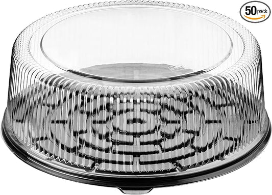 Round 13" Cake Container. Black 13" Base and Clear 4 5/7" High Dome Lid. Pack is 50 sets. Enhances the Display, Storage, and Transport of Cakes/Pies. by Unknown