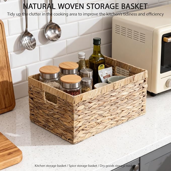 Storage Container, Natural Water Hyacinth Storage Bins Rectangular Basket,Arts and Crafts. - Image 7