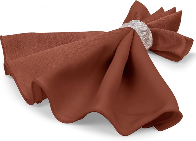17x17-Inch Shantung Cloth Napkins, Burnt Orange, Set of 12 | Bulk Case of 1 Dozen, Satin, Square, 100% Polyester Fabric, Reversible, Faux Dupioni Silk Reverse Side, Machine Washable - Image 7