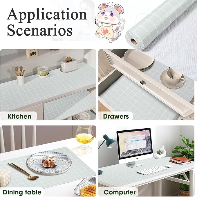 Beautysaid Shelf Liner Non Adhesive Drawer & Cabinet Liner for Kitchen Waterproof Sage Green Shelf Paper for Bathroom & Dress Drawer (12 in x 20 FT) - Image 7