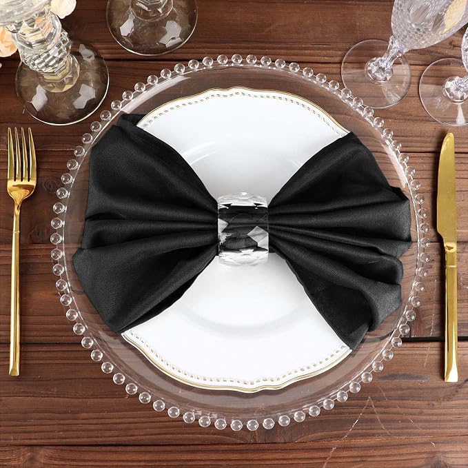 Efavormart Premium Cloth Napkins Set of 5, 20x20 Inch Black Seamless Dinner Napkins, Washable Linen Table Napkin Cloth with Hemmed Edges for Weddings, Party and Banquet - Image 8