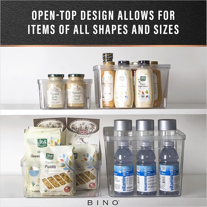 BINO | Plastic Bins, Large - 2 Pack | THE LUCID COLLECTION | Multi-Use| Built-In Handles | BPA-Free | Clear Storage Containers | Fridge Organizer | Pantry & Home Organization - Image 4