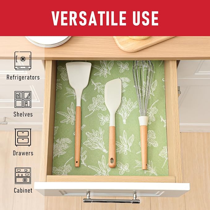 Cooyes Large Fridge Liners for Refrigerator, 17.7" × 360", Drawer & Shelf Liners for Kitchen Cabinets Non-Adhesive, Breathable Cloth Material, Non-Slip, Keep Produce Fresh Longer, Sage Green - Image 6