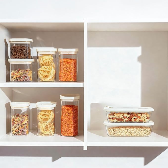 Glass Food Storage Jar with Glass Lid in Ractangle Shape, Food Canister Set with Airtight Lids, Pantry Storage Jar for Kitchen Organization. Food Storage Containers in Pack of 3, 40oz. - Image 7