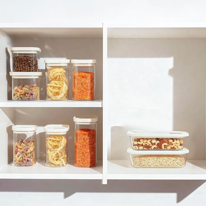 Glass Food Storage Jar with Glass Lid in Ractangle Shape, Food Canister Set with Airtight Lids, Pantry Storage Jar for Kitchen Organization. Food Storage Containers in Pack of 3, 40oz. - Image 7