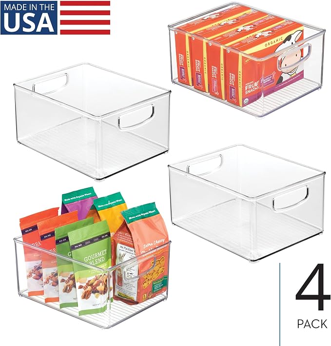 iDesign Stackable Storage Bin with Handles, Set of 4, Clear | Organize Pantry, Fridge, or Freezer, Made in USA - Image 2