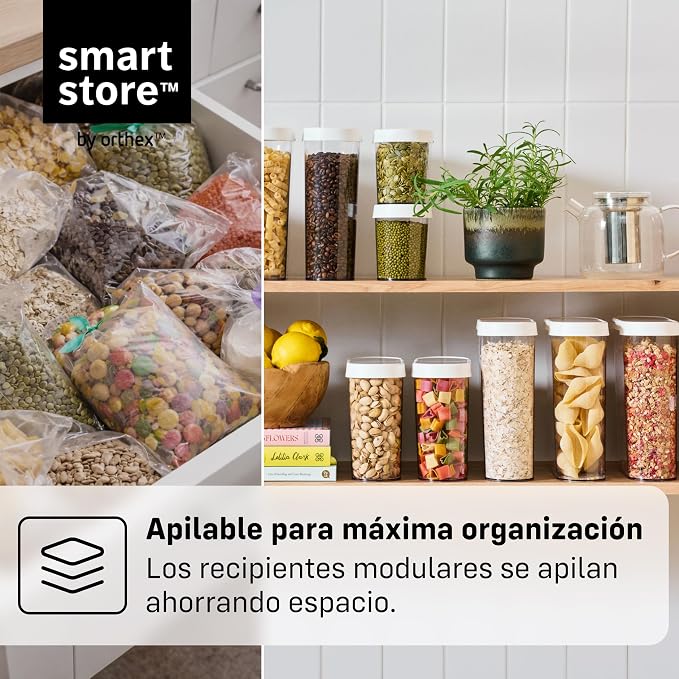 SmartStore Cereal Storage Containers, Set of 2 x 1.7 L | Stackable, Clear, Flip Lid | BPA-Free Kitchen Storage Containers | Pantry Food Storage Containers | Cereal Dispenser, Granola, Pasta, Rice - Image 5