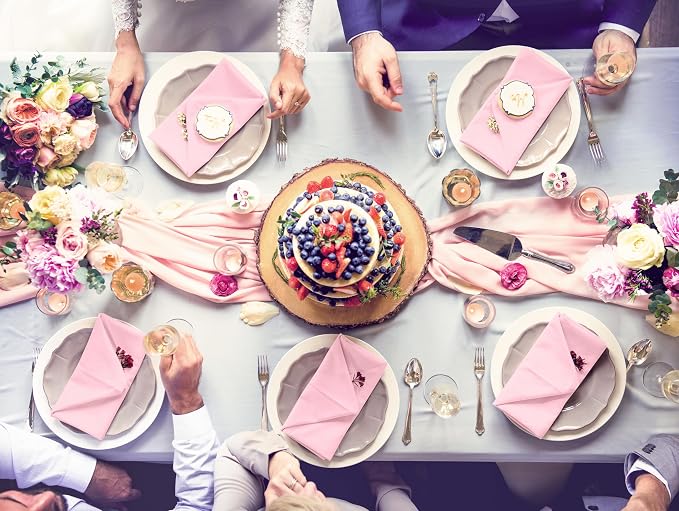 Utopia Home [12 Pack, Pink] Cloth Napkins 20x20 Inches, 100% Polyester | Hemmed Edges, Washable and Reusable Ideal for Parties, Weddings and Dinners - Image 9