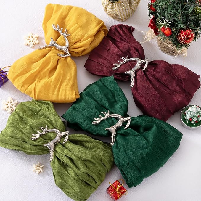 DeZerlor Christmas Party Cheesecloth Napkins Set of 20 for Wedding Party | Reusable Cloth Napkins Bulk, for Thanksgiving Day Bridal Baby Shower Xmas Decor, 21x21 Inches by DeZerlor