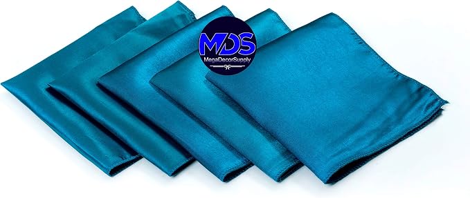 Set of 100 PCS Satin Napkin 12x12 Inch Square, Dinner Table Napkins for Wedding, Bulk Silky Sateen Cloth Napkins for Restaurant Banquet Graduation Birthday Party Decoration - Dark Teal - Image 2