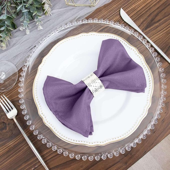Efavormart Premium Cloth Napkins Set of 10, 17x17 Inch Violet Amethyst Violet Seamless Dinner Napkins, Washable Linen Table Napkin Cloth with Hemmed Edges for Weddings, Party and Banquet - Image 7