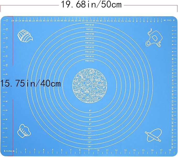Non-Stick Silicone Baking Pastry Mat, 50 x 40cm Non-Slip Silicone Fondant Mat - Dough Rolling Mat with Measurement BPA Free (Large) - Image 3