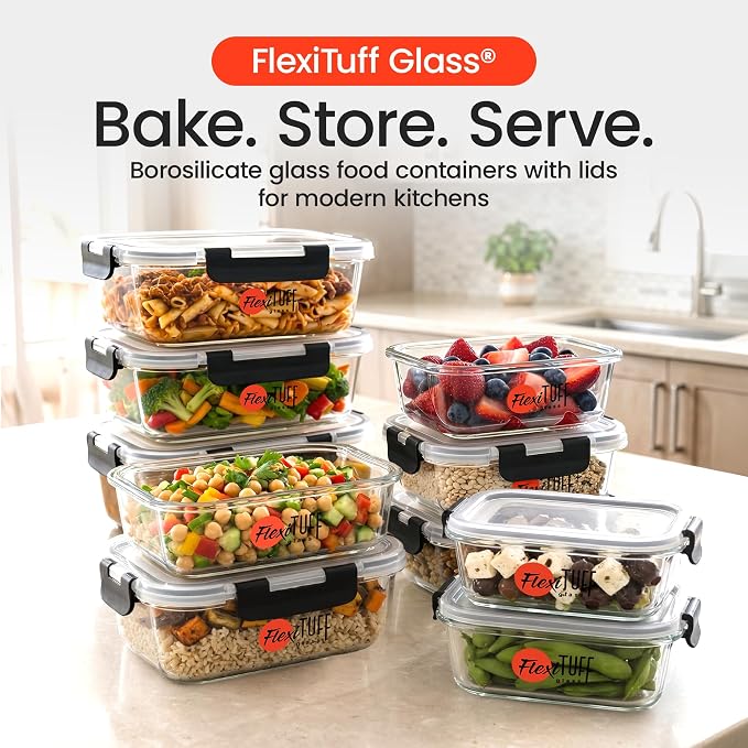20pcs Set Food Storage Containers (10 Airtight & 10 Lids) |Lunch Containers | Meal Prep Containers | BPA Free, Leakproof Lids, Dishwasher, Microwave and Freezer Safe for Kitchen - Image 2