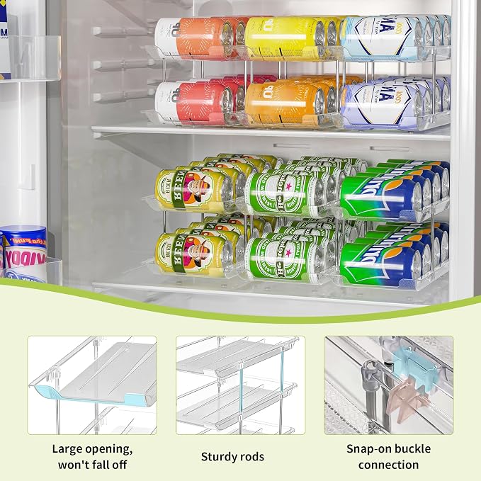 Can Organizer for Pantry, Stackable Food Pantry Storage Rack, 3 Tier | Automatic Rolling, Modular Storage, Clear Acrylic, Holds 36 Cans for Pantry, Cabinet & Fridge, Space Saving, Easy to Refill - Image 3