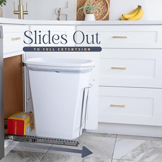 HOLDN’ STORAGE Pull-Out Trash Can for Under-Cabinet, 10 Gal / 40 qt | Heavy-Duty Chrome, Smooth Slide with Trash Bag Storage, Fits 11" Cabinet Opening (Bin Not Included) - Image 2