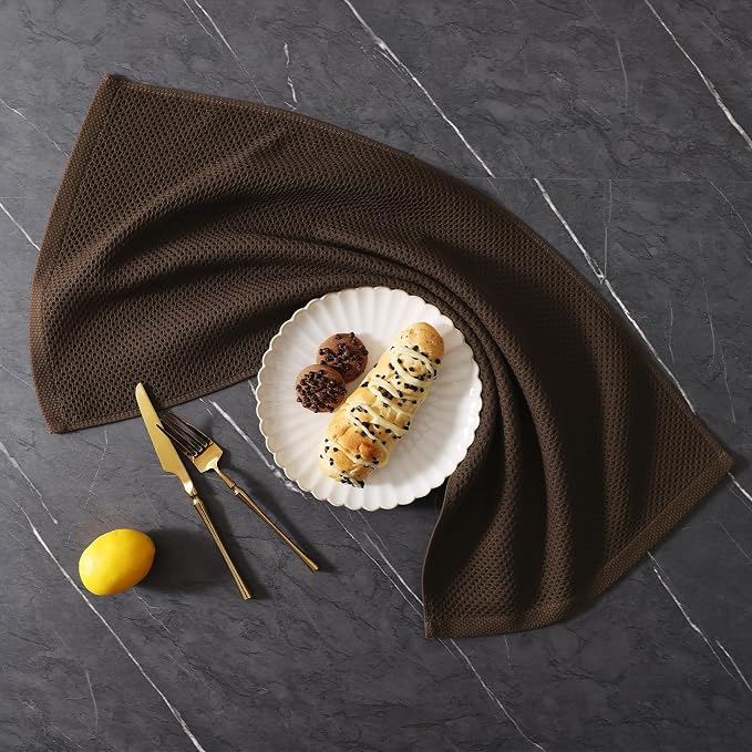 Homaxy 16 Pack 100% Cotton Kitchen Towels and Dishcloths Set, Dark Brown | 12 x 12 Inches and 13 x 28 Inches Kitchen Towels Set, Ultra Soft Absorbent Dish Cloths for Washing Dishes - Image 9