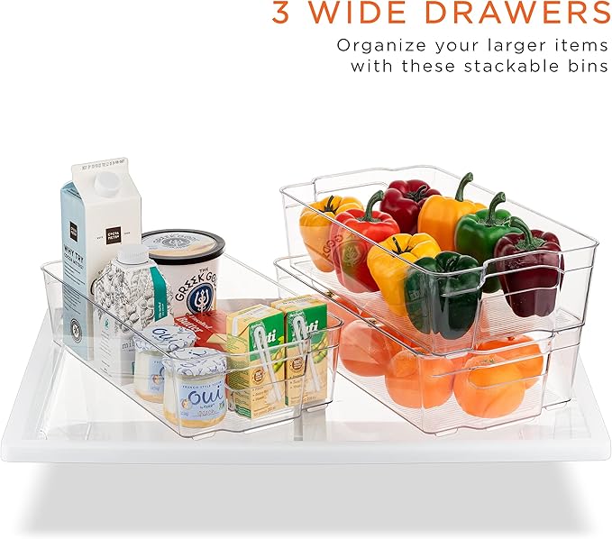 Sorbus Fridge Organizer Bins – Set of 8 Refrigerator Organizers and Storage Containers, Stackable Freezer Bins and House Essentials for New Home, BPA-Free Pantry Drawer Organizers - Image 4