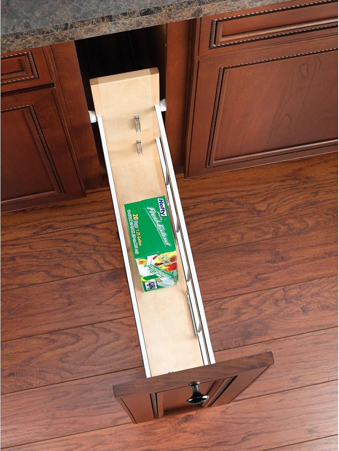 Rev-A-Shelf 8" Pullout Wooden Bakeware Organizer Shelf for Kitchen Cabinets, Pots and Pans Wire Storage Rack w/ Soft-Close Slides, 447-BCSC-8C - Image 5