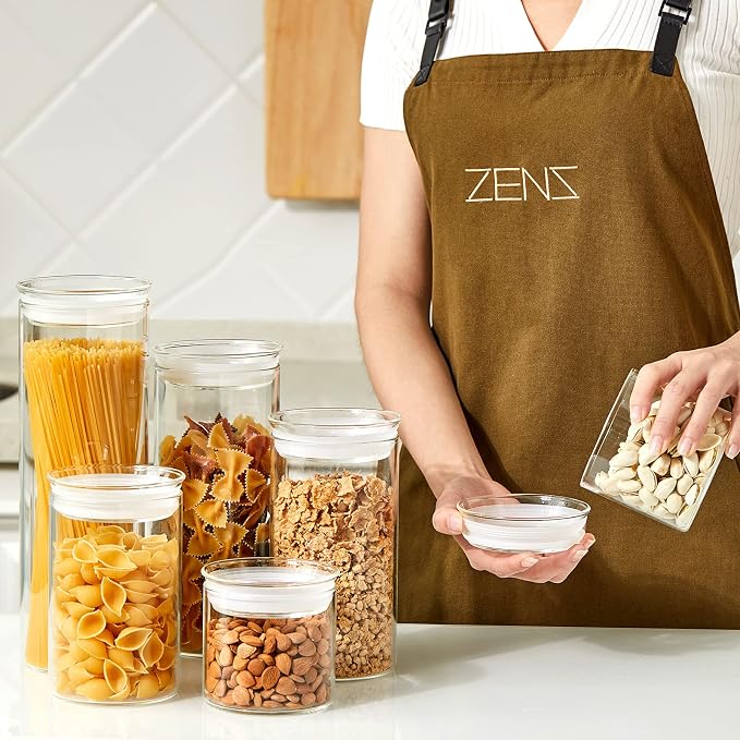 ZENS 10oz Glass Jars with Airtight Lid, 4 Pack Glass Kitchen Canisters Set for Spice, Loose Tea, Small Clear Glass Storage Jars with Labels for Herbs, Sugar | Borosilicate Clear Glass Canisters Set for Spice, Small Tea Jars for loose Tea with Labels fo... - Image 5
