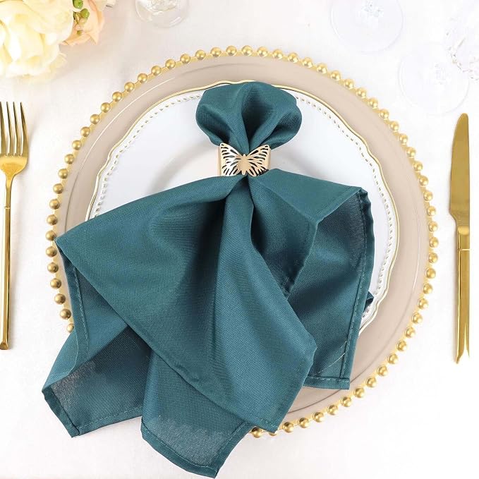 Efavormart Premium Cloth Napkins Set of 10, 20x20 Inch Peacock Teal Green Seamless Dinner Napkins, Washable Linen Table Napkin Cloth with Hemmed Edges for Weddings, Party and Banquet by efavormart