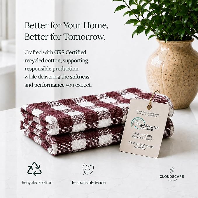 CSL Premium Kitchen Towels Set of 6,Highly Absorbent,Quick Dry,18x28, Rust - Image 6