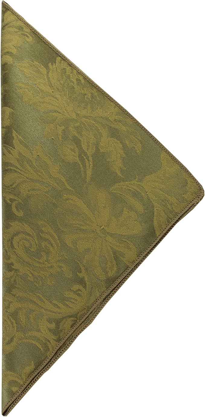 17x17-Inch Square Damask Cloth Napkins, Sage, Set of 24 | Bulk Case of 2 Dozen, Miranda Jacquard, 50% Cotton / 50% Polyester Fabric, Woven Damask Pattern, Soft Hand, Machine Washable by UltimateTextile