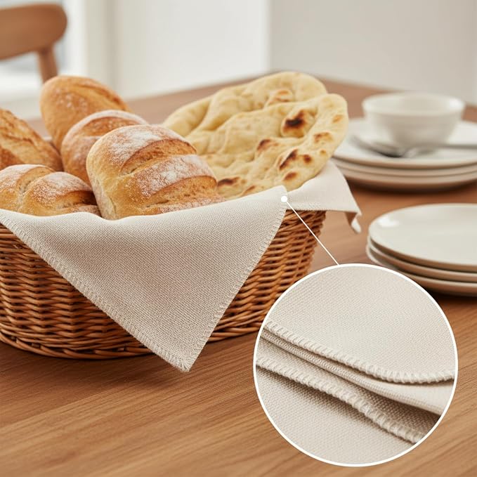 Flour Sack Towels for Bread Dough Proofing – Unbleached, Thick Organic Cotton Baking Cloth for Baguettes, Ciabatta, Pastry – Reusable, 28"x28", 6-Pack - Image 6