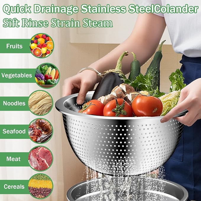 Mixing Bowls with Lids Set, 27Pcs Stainless Steel Nesting Mixing Bowls Set for Kitchen Cooking & Storage, Metal Salad Bowls with Colander, Strainer, Grater & Dressing Containers, Kitchen Gadgets Black - Image 5
