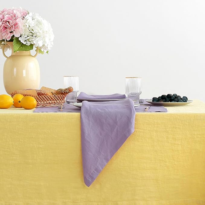 Linen Napkins 20x20Inch Set of 4,Cloth Napkins Dinner Napkins,Stone Washed Natural 100% French Flax Napkins for Weddings,Decorative Mother's Day(Lavender) - Image 3