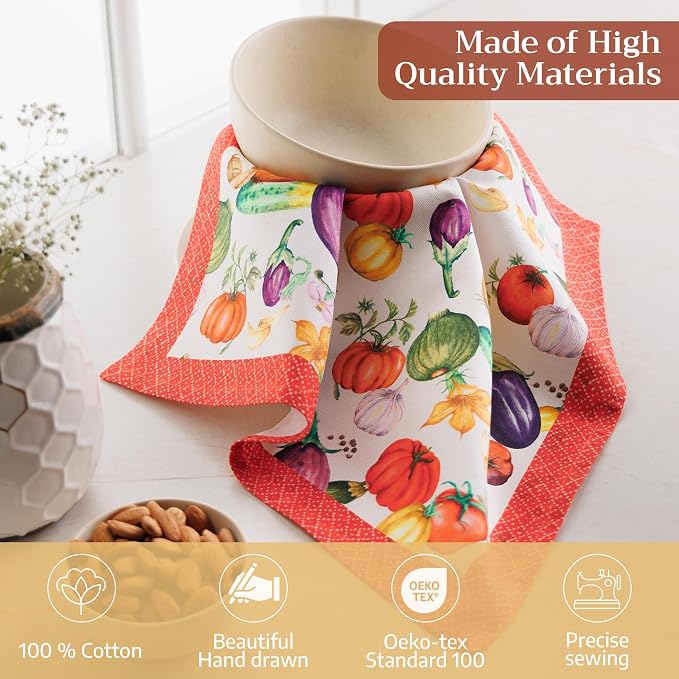 Maison d' Hermine Cloth Napkins Set of 4 Reusable 100% Cotton (18" x 18") | Everyday Square Napkins Cloth Washable Dinner Party Wedding Restaurant Hotel Kitchen Spring Summer - Ratatouille - Image 3