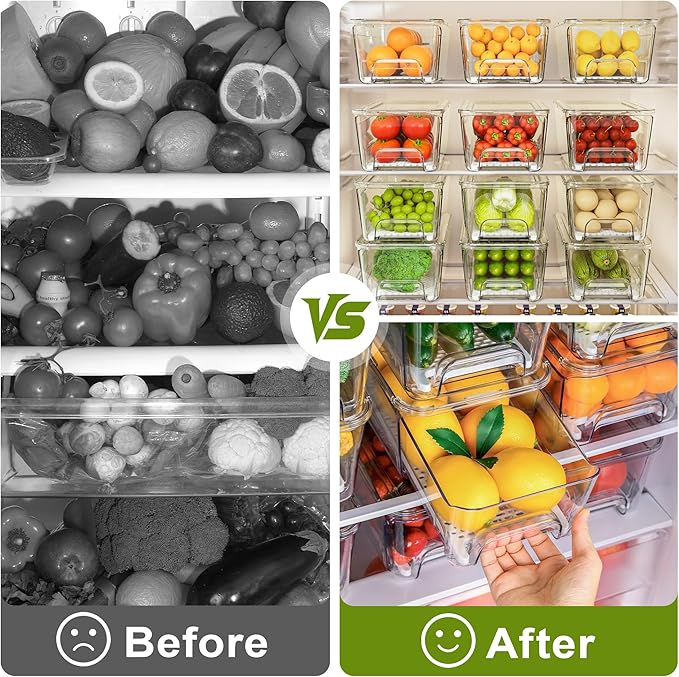 Imncya 4 Pack Fridge Organizer Drawers Bins, Clear Stackable Pull Out Refrigerator Drawer Organizer, Fridge Storage Container with Lids for Fruits, Vegetables, Drinks and Food - Image 5