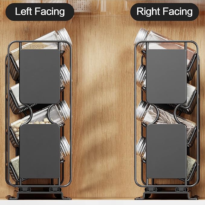Spice Rack Organizer Drawer Cabinet: Pull Out Spice Seasoning Organization with 20 Jars - Facing Left or Right with Labels and Chalk Maker 4 Tier Slide Out Kitchen Storage for Countertop Wall Mount - Image 7