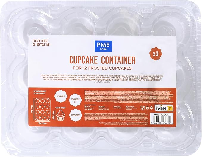 PME Pack of 9 Reusable Plastic Cupcake Container Carrier Boxes (12 cavities) - Image 7