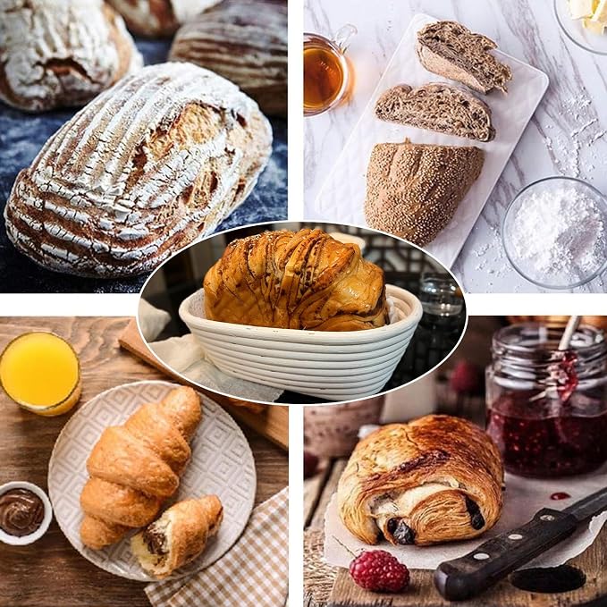 Banneton Bread Proofing Basket 2 Pack 10 In Oval Sourdough Proofing Basket | Sourdough Bread Baking Supplies for Making Baking Fermentation Food Storage Tools - Image 6