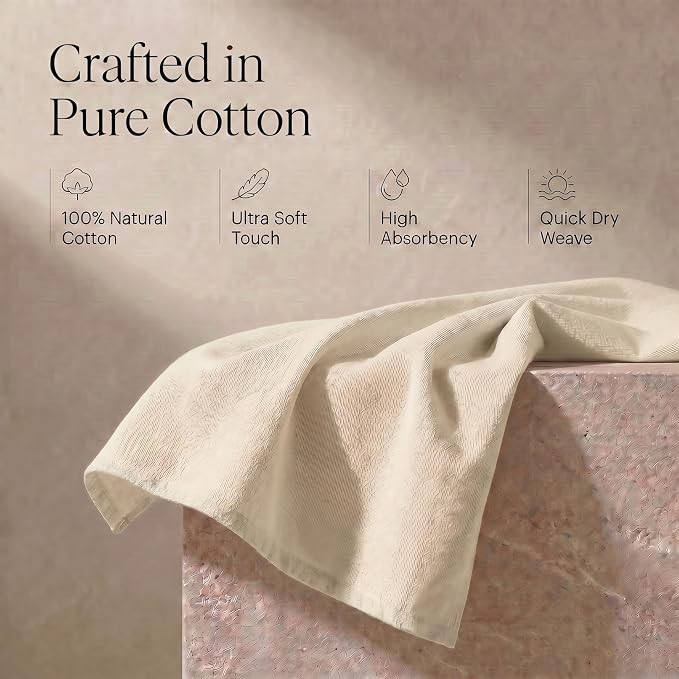 Urban Villa Kitchen Towels Cotton Dish Towels 20”x30” (Set of 6) Ivory - Image 4