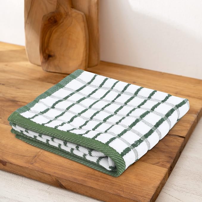 Urban Villa Kitchen Towels Cotton Dish Towels 20”x30” (Set of 3) Green Wht - Image 8