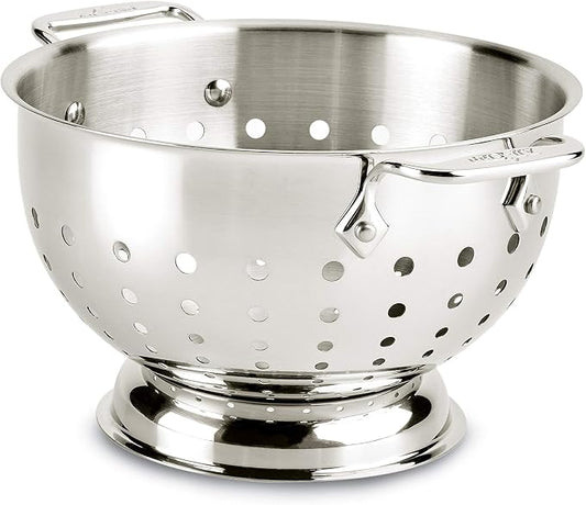 All-Clad Tools and Accessories Stainless Steel Colander 3 Quart Strainer, Pasta Strainer with Handle, Pots and Pans Silver by Unknown
