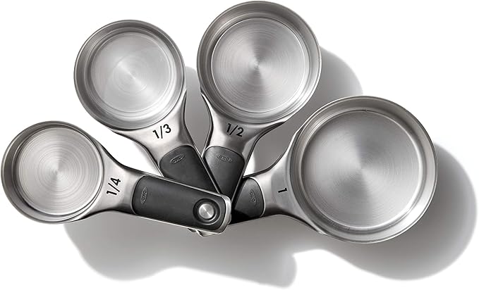 OXO Good Grips 3-Piece Angled Measuring Cup Set, 4-Piece Stainless Steel Measuring Spoons & Cups, Black - Image 6