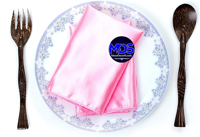 Set of 100 PCS Satin Napkin 12x12 Inch Square, Dinner Table Napkins for Wedding, Bulk Silky Sateen Cloth Napkins for Restaurant Banquet Graduation Birthday Party Decoration - Pink - Image 5