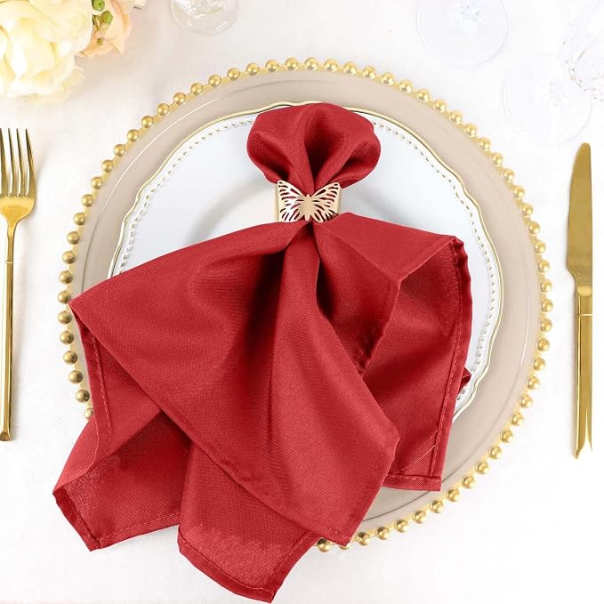 Efavormart Premium Cloth Napkins Set of 50, 20x20 Inch Red Seamless Dinner Napkins, Washable Linen Table Napkin Cloth with Hemmed Edges for Weddings, Party and Banquet by efavormart