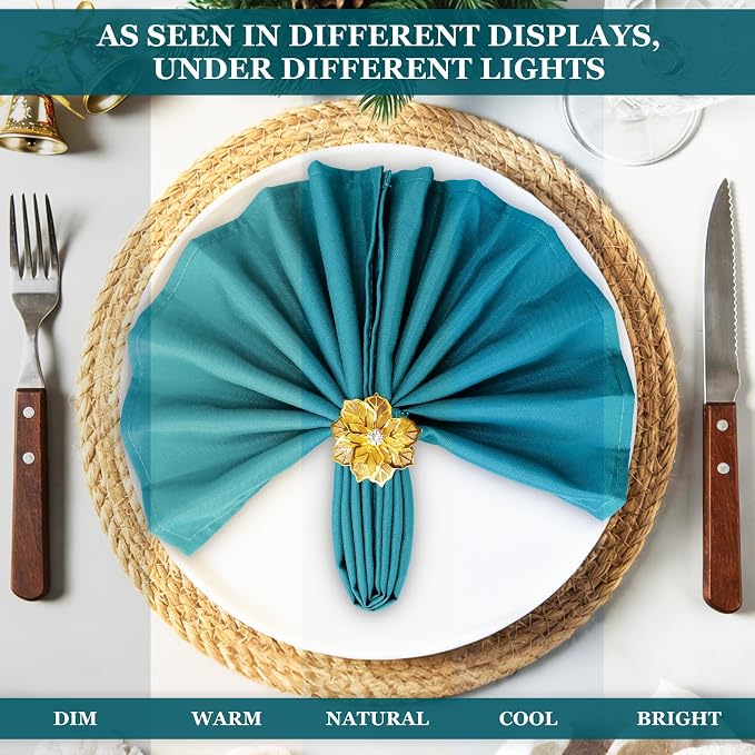 SuperO Set of 40 Cloth Napkins 17 x 17 Inch, Polyester Solid Washable Dinner Napkins with Hemmed Edges,Great for Restaurant, Wedding and Party(Peacock Blue) - Image 6