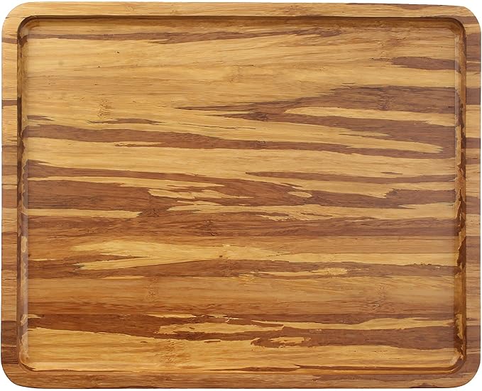 Bamboo Serving Tray - 11" x 8.9" x 0.6" - Tiger Stripe - 30 Trays by BambooMN