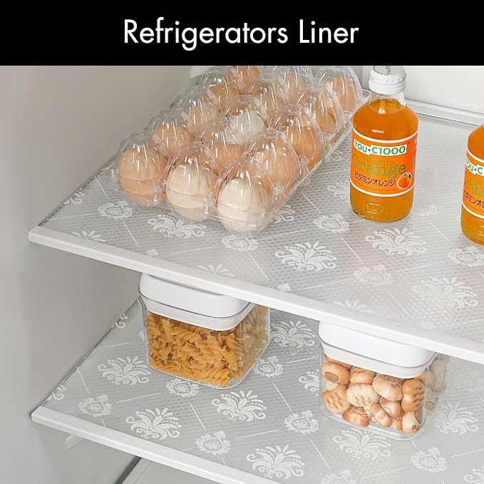 Cooyes Shelf and Drawer Liners for Kitchen Cabinets, Non-Adhesive Cabinet Liners, EVA Waterproof Durable Shelf Paper for Refrigerator, Shelves, Cupboard with European Pattern, Easy to Cut - Image 8