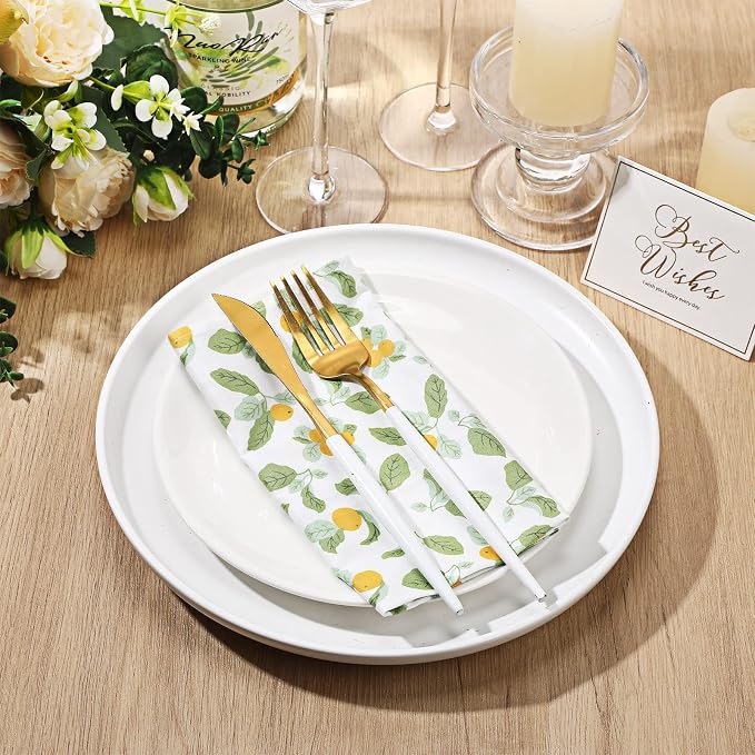Moukeren Floral Cotton Cloth Napkins Set of 36, 15 x 15 Inch Flower Dinner Napkins Reusable Washable Decorative Table Flower Printed Home Decor for Kitchen Lunch Wedding Party Decor - Image 6