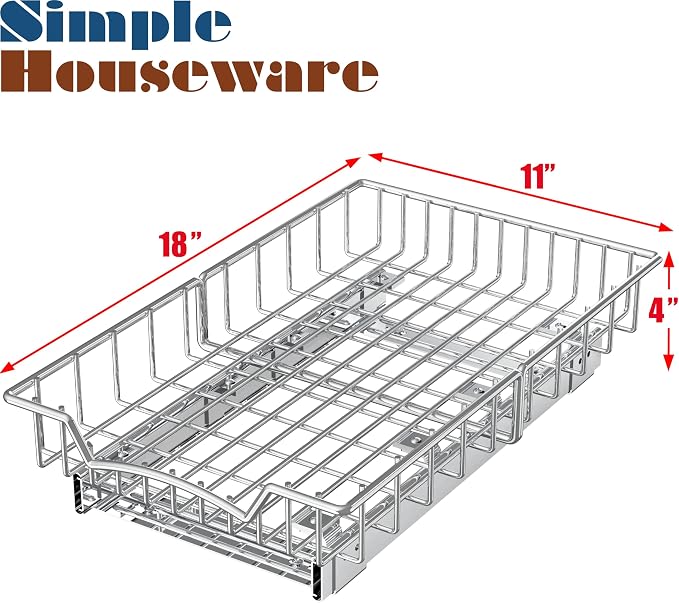 Simple Houseware Under Cabinet Pull Out Sliding Shelf Drawer, 18Dx11W | for Kitchen Organizer - Image 2