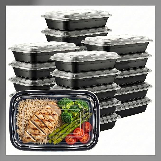 Meal Prep Containers [150 Set] x [28 oz] with Lids, 1 compartment, Stackable, Reusable, Leakproof, Food Safe, Microwave, Freezer & Dishwasher Safe for Food Prep Storage Bento (150 Set, 28 oz) by Pokanic%C2%AE