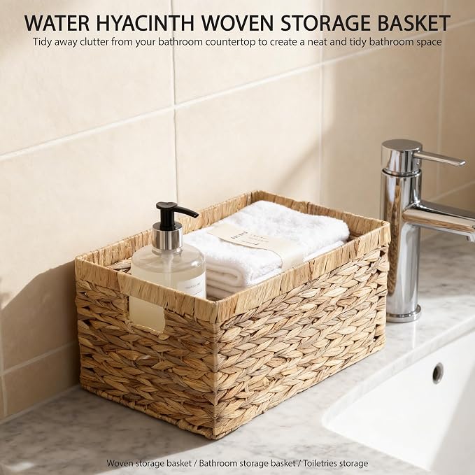 Storage Container, Natural Water Hyacinth Storage Bins Rectangular Basket,Arts and Crafts. - Image 3