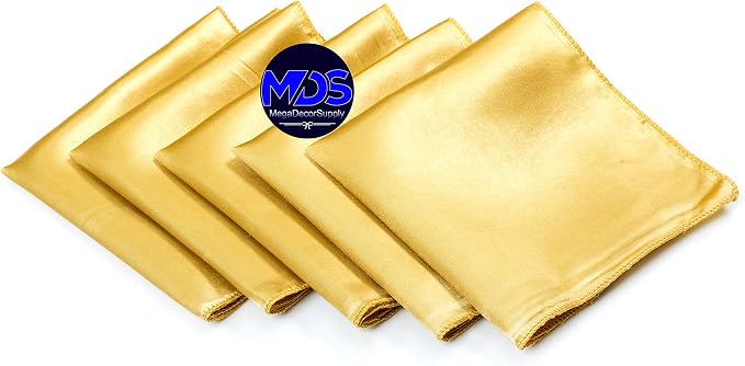 Set of 100 PCS Satin Napkin 12x12 Inch Square, Dinner Table Napkins for Wedding, Bulk Silky Sateen Cloth Napkins for Restaurant Banquet Graduation Birthday Party Decoration - Gold - Image 2